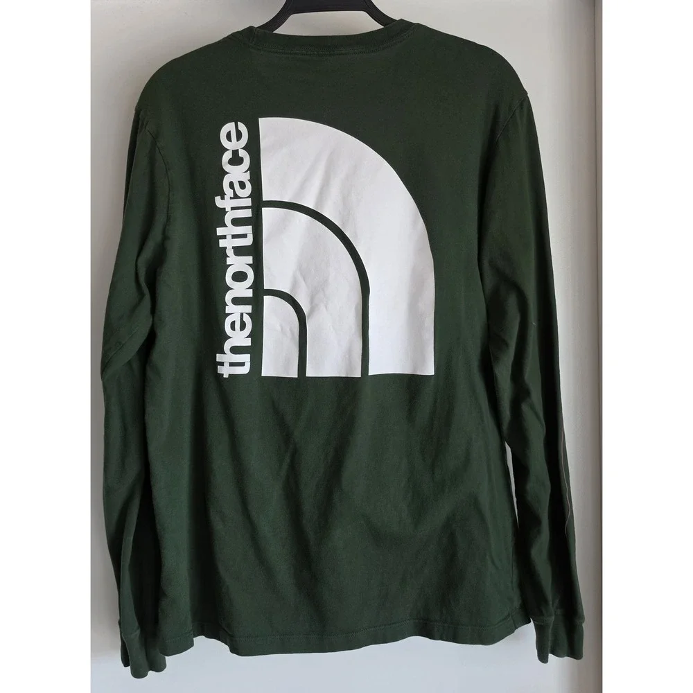 The North Face Long Sleeve T-Shirt Green Graphic Cotton Tee Casual Crew